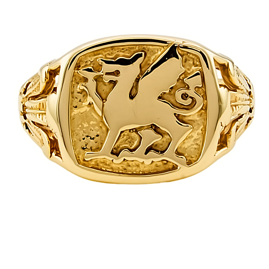 9ct gold Welsh Dragon Signet Ring size Y